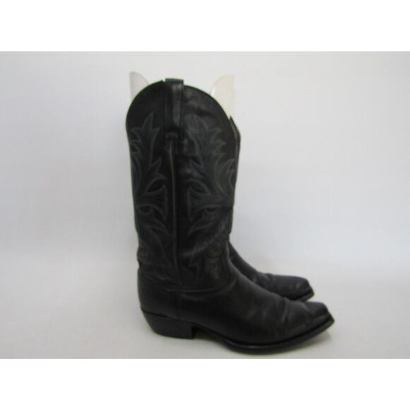 Young Guns Mens Size 8.5 EE Black Leather Cowboy Western Boots - Picture 3 of 11